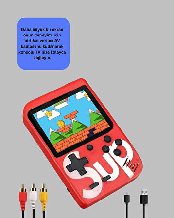 BUĞZ TV Çıkışlı Mini Retro El Konsolu 400 Oyunlu