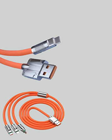 BUĞZ 3’ü 1 Arada Kablo – 120W Hızlı Şarj ve Veri Aktarımı Özellikli
