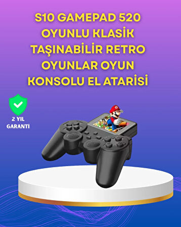 BUĞZ 2.4 İnç Ekranlı 500 Oyunlu Taşınabilir Retro Oyun Konsolu, Şarjlı El Tipi Mini