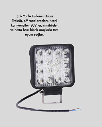 BUĞZ 16 LED Geniş Açılı Araç Aydınlatma Farı | Yüksek Parlaklık, Dayanıklı Gövde