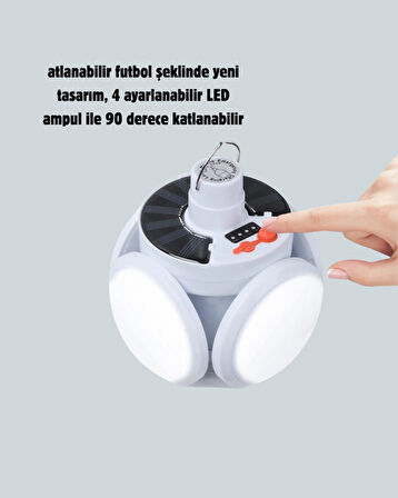BUĞZ Güneş Enerjili USB Şarj Edilebilir 5 Modlu Katlanabilir LED Kamp Işığı