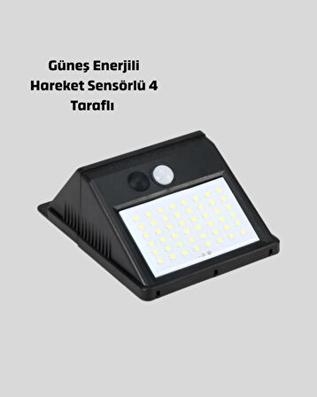 BUĞZ Solar Güneş Enerjili Hareket Sensörlü 4 Taraflı Bahçe Lambası – IP65 Su Geçirmez, 100 LED