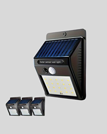 BUĞZ Solar Güneş Enerjili Hareket Sensörlü 4 Taraflı Bahçe Lambası – IP65 Su Geçirmez, 100 LED