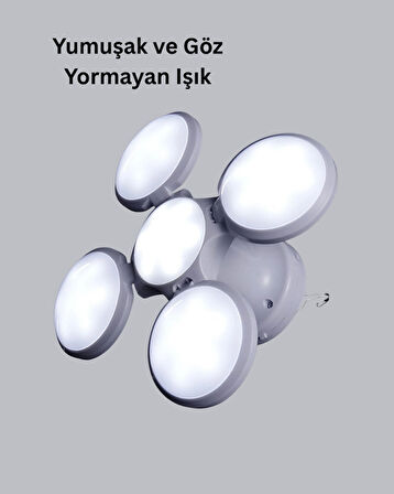 BUĞZ Solar Güneş Enerjili ve USB Şarjlı 5 Kanatlı LED Kamp Lambası