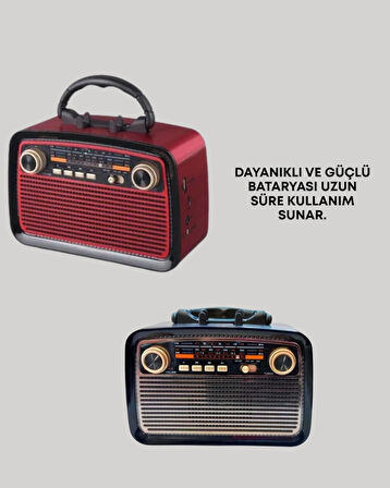 BUĞZ Taşınabilir Bluetooth Hoparlör – Modern Teknoloji ile Nostaljik Radyo Deneyimi, FM/AM Fonksiyonu