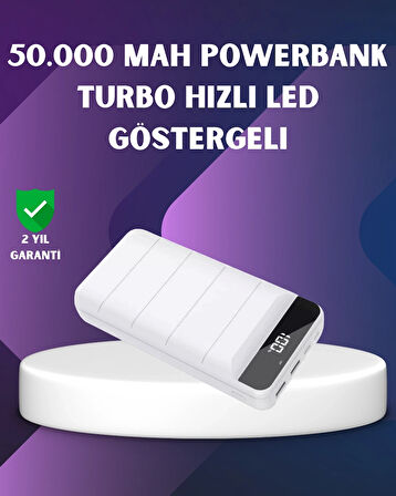 BUĞZ 50000mAh Yüksek Kapasiteli Powerbank Hızlı Şarj ve LED Ekranlı