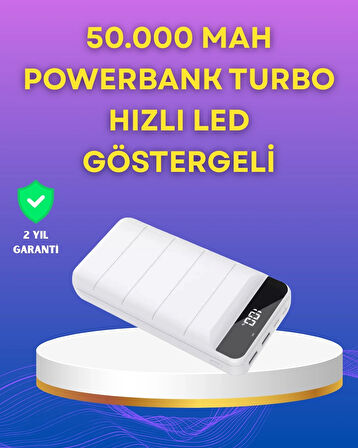 BUĞZ Lightning ve Type-C Girişli 50000mAh Powerbank