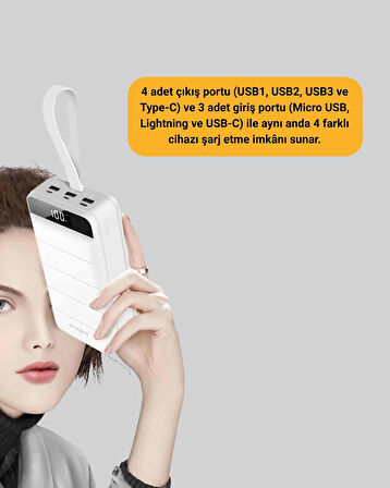 BUĞZ Lightning ve Type-C Girişli 50000mAh Powerbank