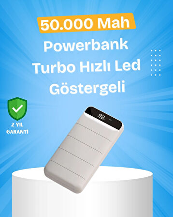 BUĞZ Çoklu Cihaz Uyumlu LED Ekranlı 50000 mAh Powerbank