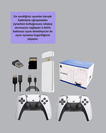 BUĞZ 2 Kollu Kablosuz 4K TV Uyumlu Klasik Oyun Konsolu