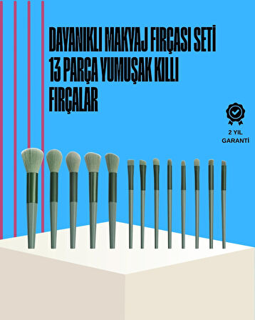 BUĞZ Taşınabilir Ergonomik Yapılı 13 Adet Fiber Kıllı Yüz ve Göz Makyaj Fırçası Seti