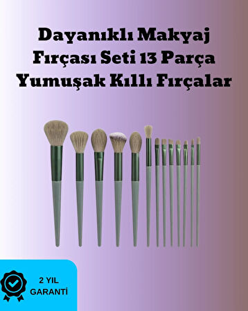 BUĞZ Toz ve Krem Ürünler İçin Güçlü Tutucu Yumuşak Kıllı Makyaj Fırça Takımı 13 Parça