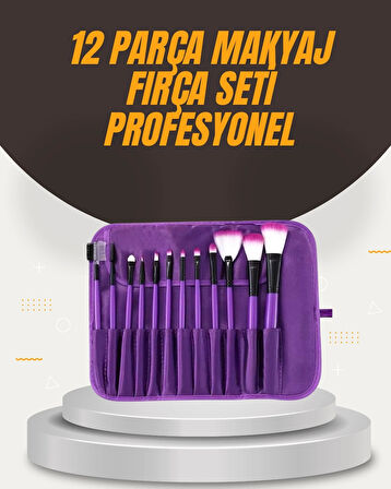 BUĞZ Fondöten, Allık ve Far Uygulamalarına Uygun 12 Parça Makyaj Fırça Takımı Ergonomik Saplı