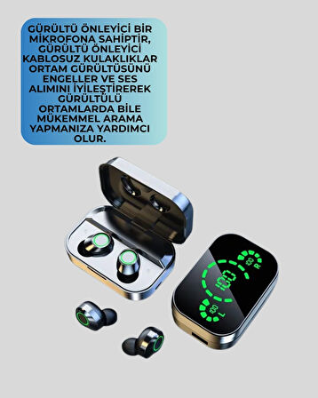 BUĞZ Gerçek Kablosuz Kulaklık – Bluetooth 5.0, Şarj Kutulu, Parmak İzi Kontrollü