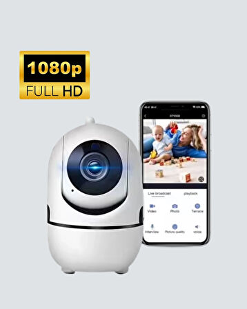 BUĞZ Full HD 1080P Kablosuz Pan & Tilt Güvenlik Kamerası – Hareket Takipli ve İki Yönlü Sesli