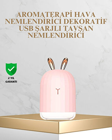 BUĞZ Tavşan Kulak Tasarımlı 200 ml USB Aroma Difüzör ve Hava Nemlendirici
