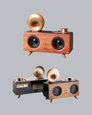 BUĞZ Retro Gramofon Tasarımlı Bluetooth Hoparlör – 3D Stereo Ses, 1800 mAh Batarya