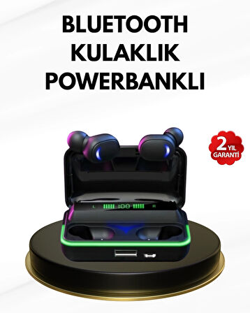 BUĞZ E10 Kablosuz Bluetooth Kulaklık – 3D Ses, Powerbank Şarj Kutusu