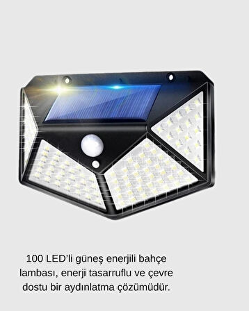 BUĞZ Solar Güçlü 100 LED Bahçe Lambası – Enerji Tasarruflu, Suya Dayanıklı ve Geniş Açılı Işık