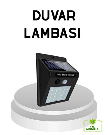 BUĞZ 20 LED Güneş Paneli Aydınlatma – Fotoselli ve Hareket Algılamalı Dış Mekan Duvar Lambası