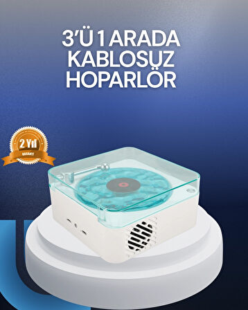 BUĞZ Bluetooth Hoparlör – 3-ü-1 Saatli Gece Lambası ve Vintage Tasarım