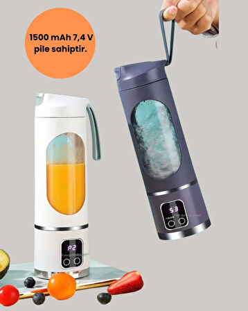 BUĞZ 12 Bıçaklı Şarjlı Meyve Sıkacağı – Tip-C Taşınabilir Blender 450 ml