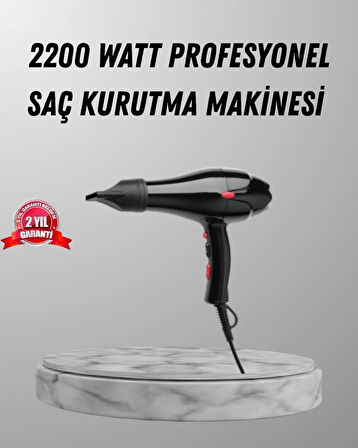 BUĞZ 2200W Fön Makinesi – Profesyonel AC Motor, Soğuk ve Sıcak Üfleme