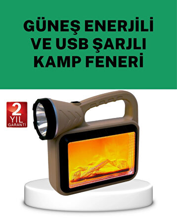 BUĞZ Güneş Enerjili Alev Efektli Lamba – COB Teknolojili, Dış Mekan Aydınlatma
