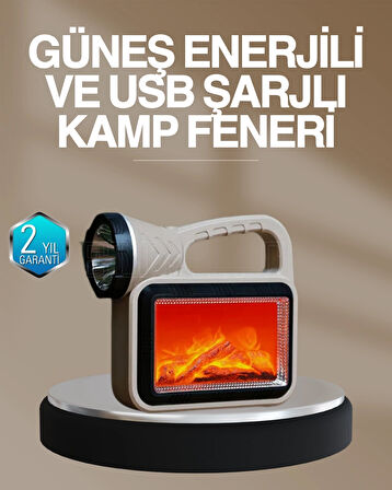 BUĞZ Solar COB Alev Efektli Lamba – Güneş Enerjili, Suya Dayanıklı, Taşınabilir