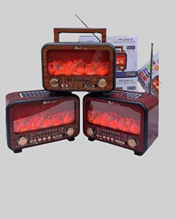 BUĞZ Şömine Alev Işıklı Solar Bluetooth Hoparlör – 7W Güçlü Ses, FM Radyo