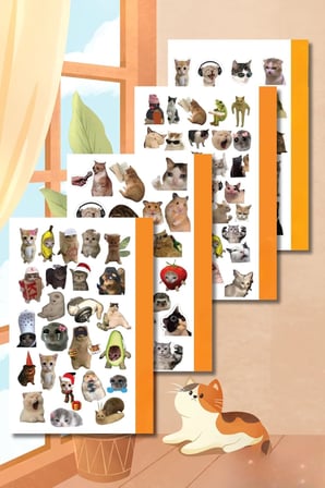 Cat Collection Sticker Seti, Ajanda ve Günlük için, Kendinden Yapışkanlı, 10x20 cm, 4'lü Set, Planlayıcı ve Bullet Journal Dekorasyonu, Kedi Temalı
