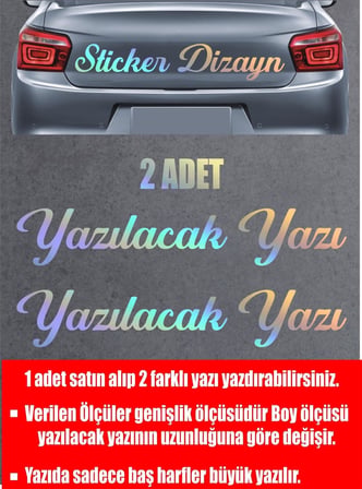 Sticker Usta Kişiye Özel Yazı - 2 Adet Isim Soyisim - Araba - Oto - Araç -Motosiklet - 00097 Siyah 25 Cm