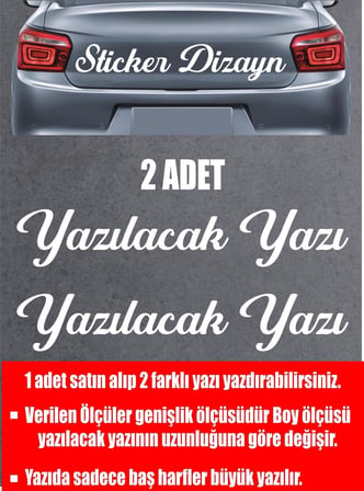 Sticker Usta Kişiye Özel Yazı - 2 Adet Isim Soyisim - Araba - Oto - Araç -Motosiklet - 00097 Siyah 25 Cm