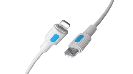 Coral Type C-Lightning 27Watt PD Hızlı Şarj Kablosu (Beyaz + Mavi/Beyaz Uç) (150 CM)