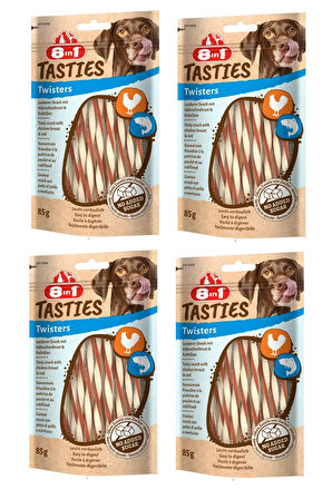8in1 Tasties Twisters Tavuk ve Balıklı Köpek Ödülü 85 Gr. X 4 Adet