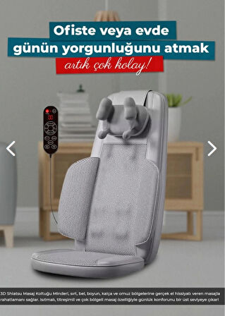 Masaj Koltuğu Minderi Isıtmalı, Titreşimli, Sırt, Bel Ve Omuz Ofis Masaj Cihazı