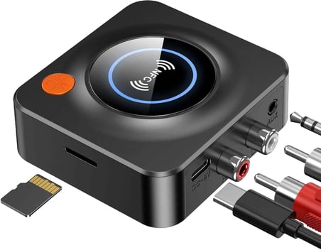 Bluetooth Alıcısı, HI-FI için Bluetooth Adaptörü, Hoparlörler için Blue tooth Alıcısı, Ev Stereo Sistemi (3,5 mm AUX, RCA, TF, NFC) C52
