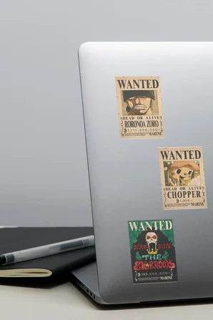 One Piece Wanted Tasarımlı Düz Kesim Sticker Seti - 2,60 Cm X 3,80 Cm 20 Adet Sticker