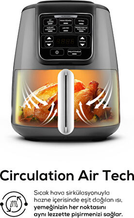 Karaca Air Pro Cook XL 2 in 1 Konuşan Airfryer Space Gray 4 Kişilik