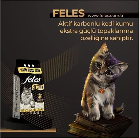 Feles Kedi Kumu 10 Lt Aktif Karbonlu