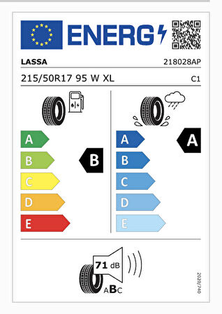 Lassa 215/50R17 95W Xl Revola Elt B-A-71 Yaz Oto Lastiği (Üretim Yılı: 2025)