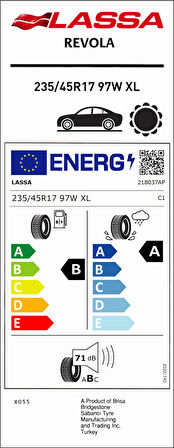 Lassa 235/45R17 97W Xl Revola Elt B-A-71 Yaz Oto Lastiği (Üretim Yılı: 2025)
