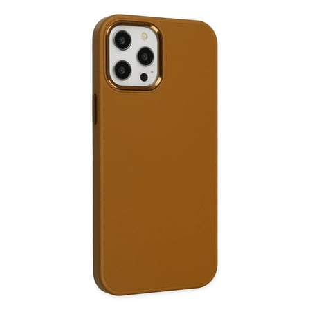 Apple iPhone 12 Pro Max Kılıf Asya Deri Silikon - Kahverengi
