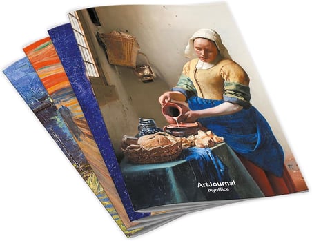 Art Journal 4’lü KARELİ Tel Dikişli Defter Seti – Renkli Karton Kapak, Hafif Holmen Kağıt, A5 – Toplam 384 Sayfa
