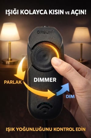 Dimmer Arapuarlı Anahtarlı Kablo Siyah 2 mt Işık Ayar Anahtarlı Kablo