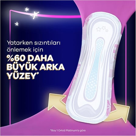 Orkid Platinum Hijyenik Ped Gece Ekstra (Boy 4) Süper Ekonomik Paket 16 Adet Ped