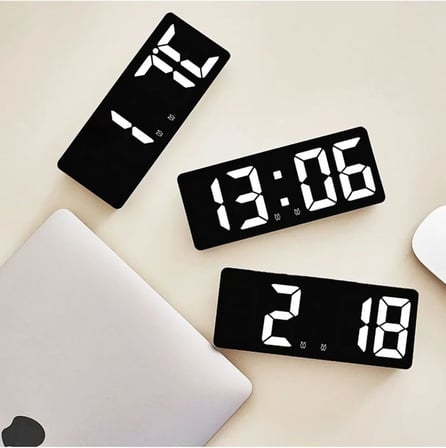 Masa Saati Derece Alarm Takvim Pil(Dahil Değildir)+Şarjlı Led Işıklı Dijital Siyah