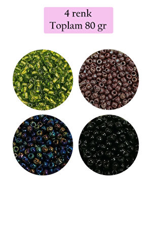 Dökme Cam Kum Boncuk (8/0) 3 mm - 4 Renk - Toplam 80 Gram - BNC422