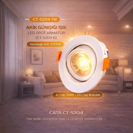 Amber LED Akik 7W Beyaz Kasa Sıva Altı Spot CT-5204G- 1 ADET 3200K GÜNIŞIĞI