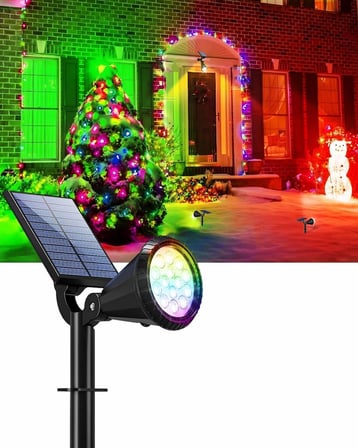 Forlife 7 Renk RGB 18 LED Spot Güneş Enerjili Bahçe Aydınlatması, Fotoselli, Aplik, 18W, Su Geçirmez Dış Mekan Solar Lamba, Duvar Ve Zemin Montajı (Kırmızı, Yeşil, Mavi, Amber, Mor, Beyaz, Turkuaz)